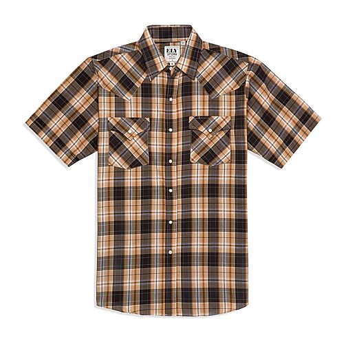 Ely Cattleman Plaid Big and Tall Mens Short Sleeve Western Shirt, 3x-large, Black