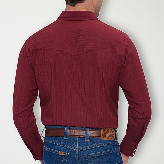 Ely Cattleman Tonal Snap Front Mens Long Sleeve Classic Fit Button-Down Shirt