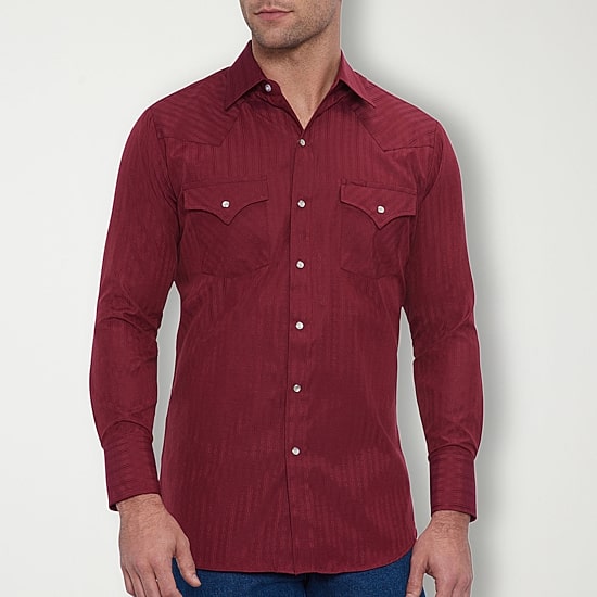 Ely Cattleman Tonal Snap Front Mens Long Sleeve Classic Fit Button-Down Shirt