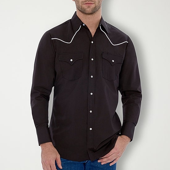 Ely Cattleman Piped-Yolk Mens Long Sleeve Classic Fit Button-Down Shirt