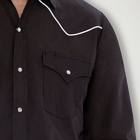 Ely Cattleman Piped-Yolk Mens Long Sleeve Classic Fit Button-Down Shirt