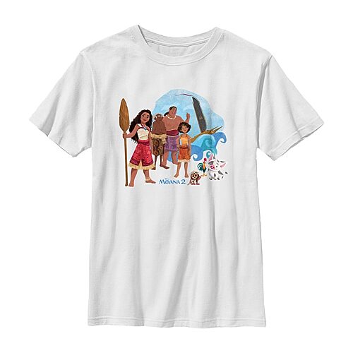 Disney Collection Little & Big Kid Boys Crew Neck Short Sleeve Regular Fit Princess Moana Graphic T-Shirt, X-small, White
