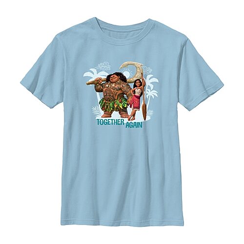 Disney Collection Little & Big Kid Boys Crew Neck Short Sleeve Regular Fit Princess Moana Graphic T-Shirt, X-small, Blue