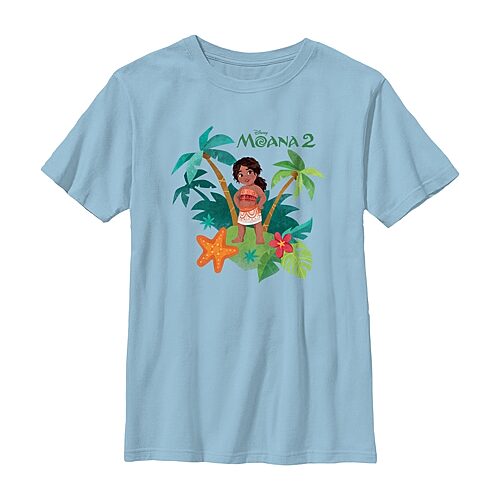 Disney Collection Little & Big Kid Boys Crew Neck Short Sleeve Regular Fit Princess Moana Graphic T-Shirt, X-small, Blue