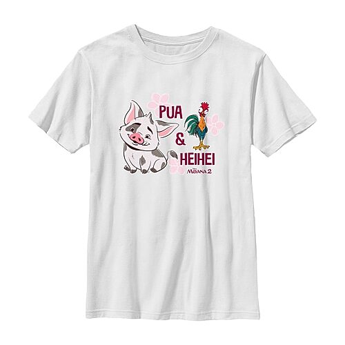 Disney Collection Little & Big Kid Boys Crew Neck Short Sleeve Regular Fit Princess Moana Graphic T-Shirt, X-small, White