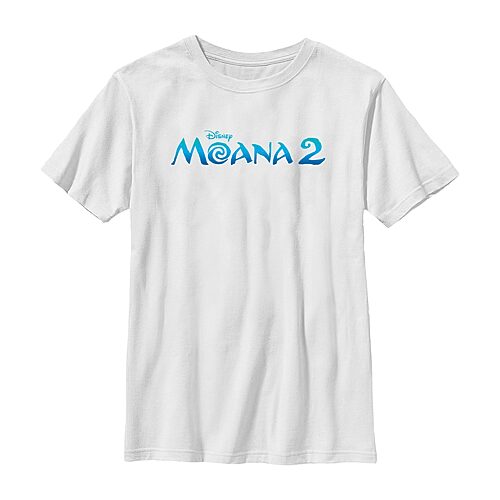 Disney Collection Little & Big Kid Boys Crew Neck Short Sleeve Regular Fit Princess Moana Graphic T-Shirt, X-small, White