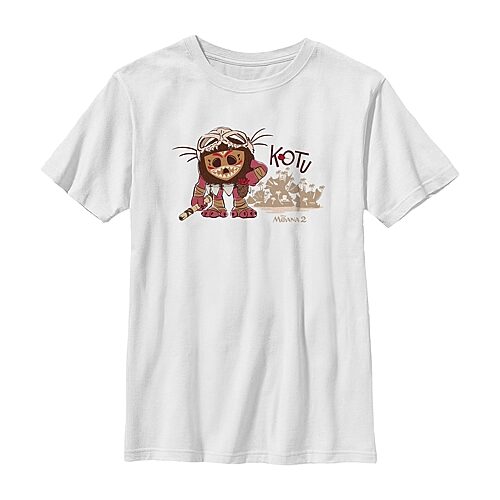 Disney Collection Little & Big Kid Boys Crew Neck Short Sleeve Regular Fit Princess Moana Graphic T-Shirt, X-small, White