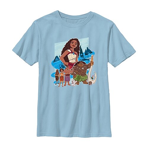 Disney Collection Little & Big Kid Boys Crew Neck Short Sleeve Regular Fit Princess Moana Graphic T-Shirt, X-small, Blue
