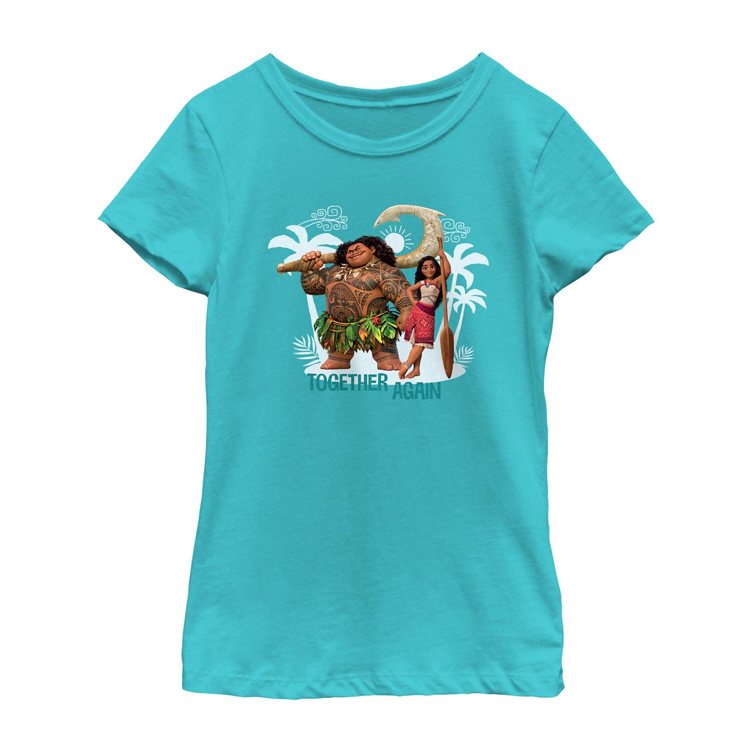 Disney Collection Little & Big Kid Girls Crew Neck Short Sleeve Regular Fit Princess Moana Graphic T-Shirt