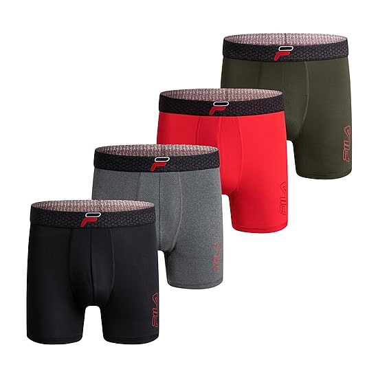 FILA Perfomance Mesh Mens 4 Pack Boxer Briefs Fm412bxpmp1amz
