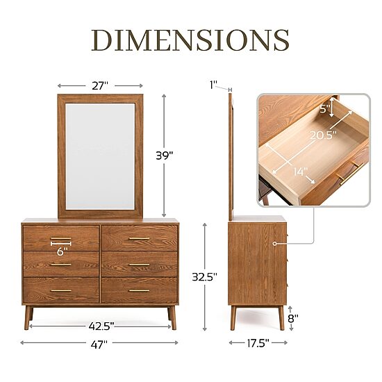 Furniture of America™ Pinner 6-Drawer Dresser