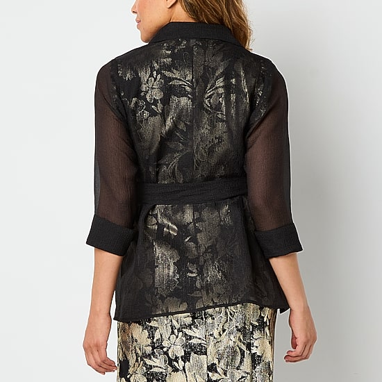 Studio 1 Womens V Neck 3/4 Sleeve Shrug
