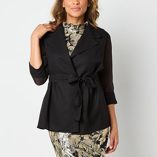 Studio 1 Womens V Neck 3/4 Sleeve Shrug