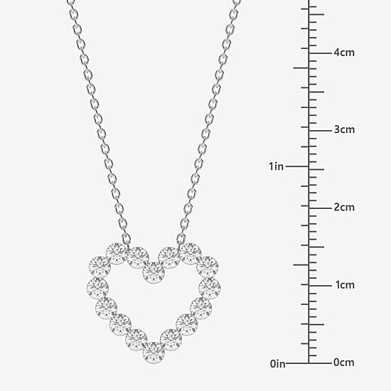 Floating Diamonds (F / Vs2) Womens 1 CT. T.W. Lab Grown White Diamond 14K Gold Heart 18 Inch Pendant Necklace