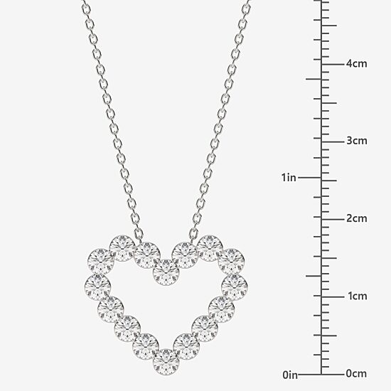 Floating Diamonds (F / Vs2) Womens 2 CT. T.W. Lab Grown White Diamond 14K Gold Heart 18 Inch Pendant Necklace