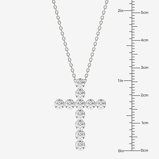 Floating Diamonds (F / Vs2) Womens 2 CT. T.W. Lab Grown White Diamond 14K Gold Cross 18 Inch Pendant Necklace