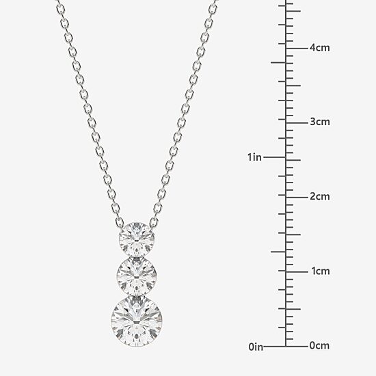 Floating Diamonds (F / Vs2) Womens 2 CT. T.W. Lab Grown White Diamond 14K Gold Round 18 Inch Pendant Necklace