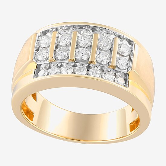Mens 1 CT. T.W. Natural White Diamond 10K Gold Fashion Ring
