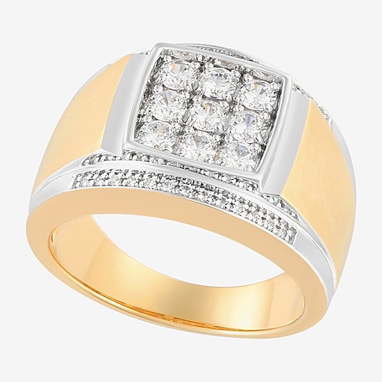 Mens Cubic Zirconia 14K Gold Over Silver Sterling Silver Fashion Ring