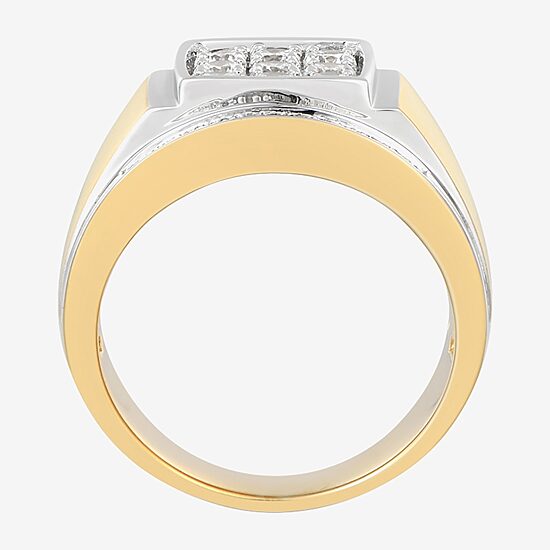 Mens Cubic Zirconia 14K Gold Over Silver Sterling Silver Fashion Ring