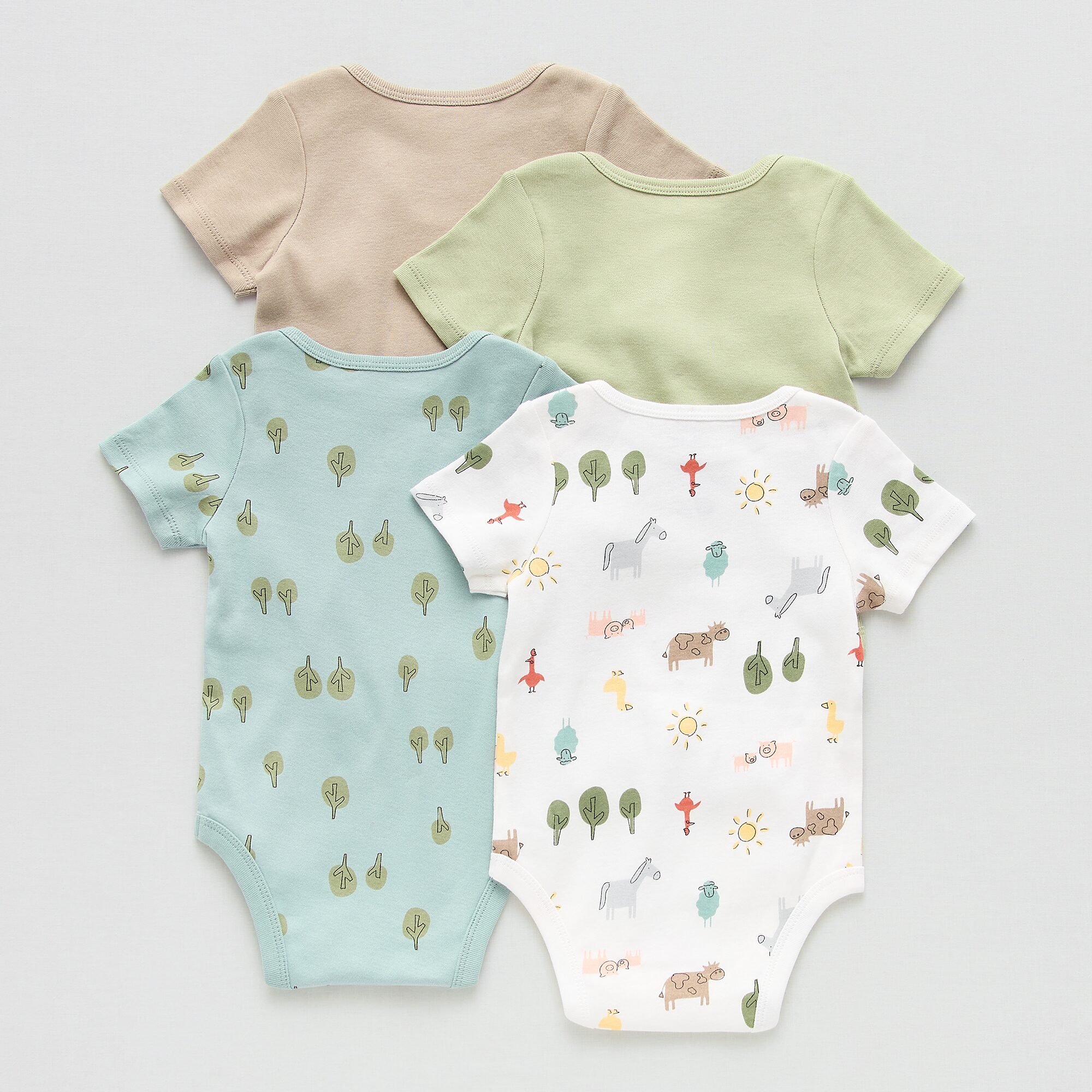 Okie Dokie Baby Unisex Crew Neck Short Sleeve Rib 4-pc. Bodysuit