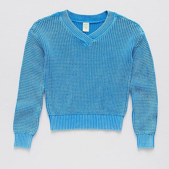 Thereabouts Little & Big Kid Girls V Neck Long Sleeve Pullover Sweater