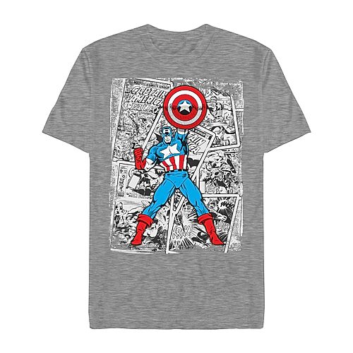 Mens Short Sleeve Captain America Graphic T-Shirt, Xx-large, Gray
