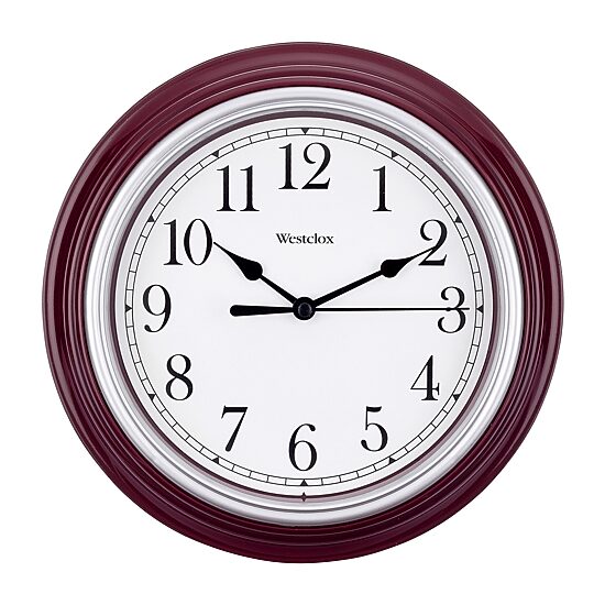 Westclox 9" Burgundy Round Wall Clock