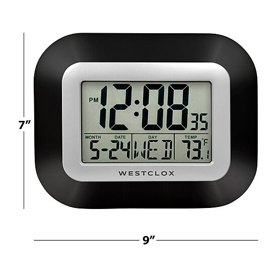 Westclox Digital Lcd Day &And Temperature Wall Clock