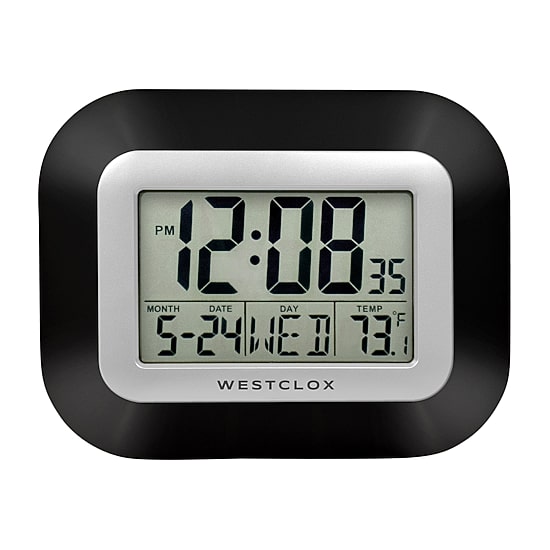 Westclox Digital Lcd Day &And Temperature Wall Clock