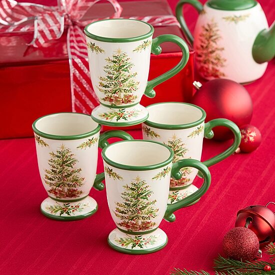 Certified International Holly Tree 4-pc. Holiday Coffee Mug