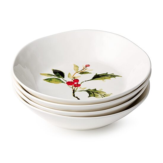 Certified International Holly And Vines 4-pc. Stoneware Pasta Bowl