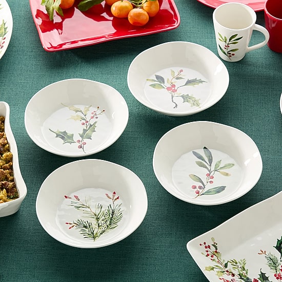 Certified International Holly And Vines 4-pc. Stoneware Pasta Bowl