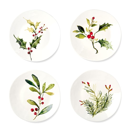 Certified International Holly And Vines 4-pc. Stoneware Dessert Plate