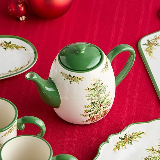 Certified International Holly Tree Ceramic Teapot