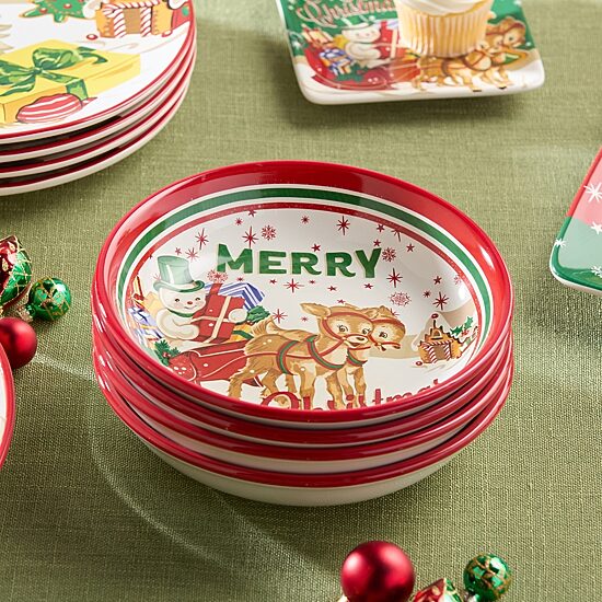 Certified International Santa'S Retro Christmas 4-pc. Ceramic Soup Bowl