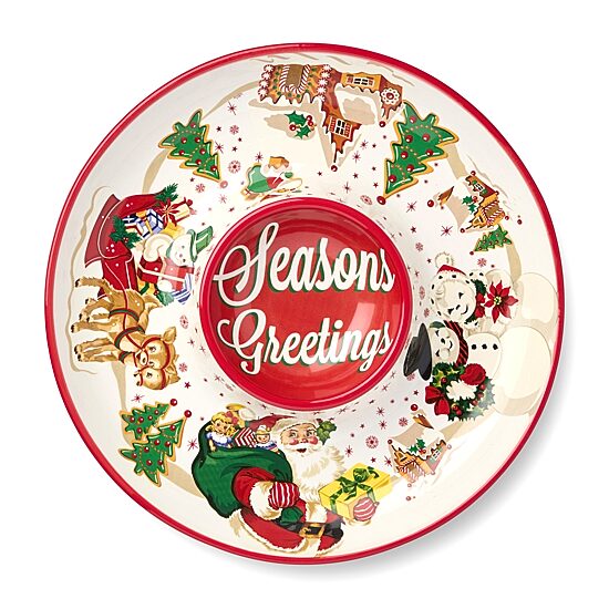 Certified International Santa'S Retro Christmas Ceramic Chip & Dip Set