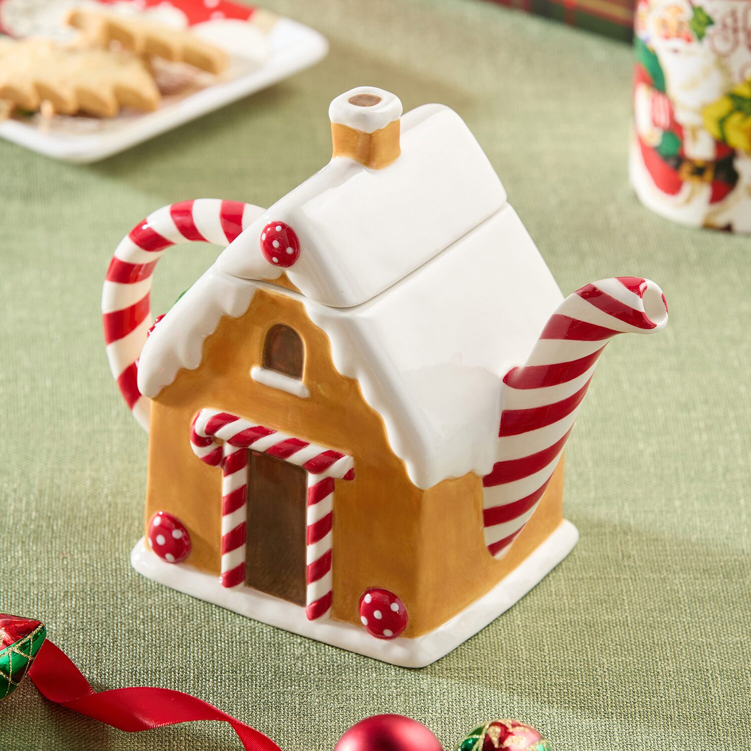 Certified International Santa'S Retro Christmas Ceramic Teapot