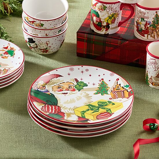Certified International Santa'S Retro Christmas 4-pc. Ceramic Dinner Plate
