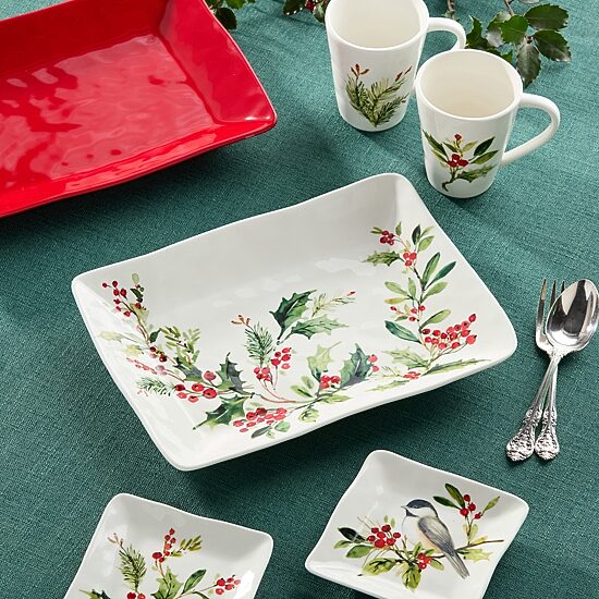 Certified International Holly And Vines Stoneware Serving Platter
