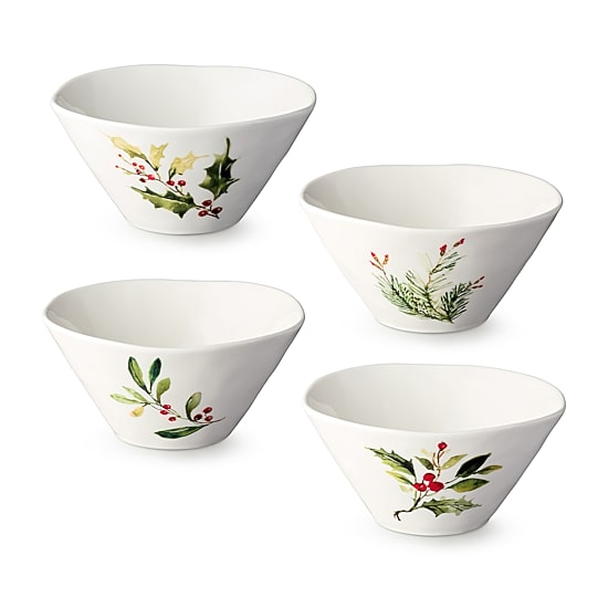 Certified International Holly And Vines 4-pc. Stoneware Ice Cream Bowl