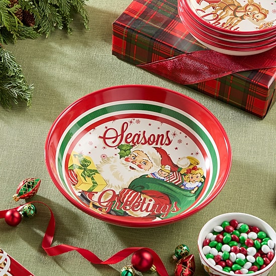 Certified International Santa'S Retro Christmas Ceramic Serving Bowl