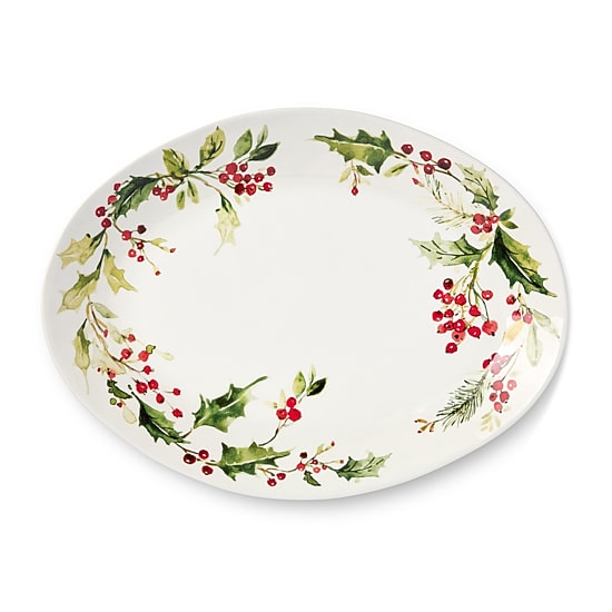 Certified International Holly And Vines Stoneware Serving Platter