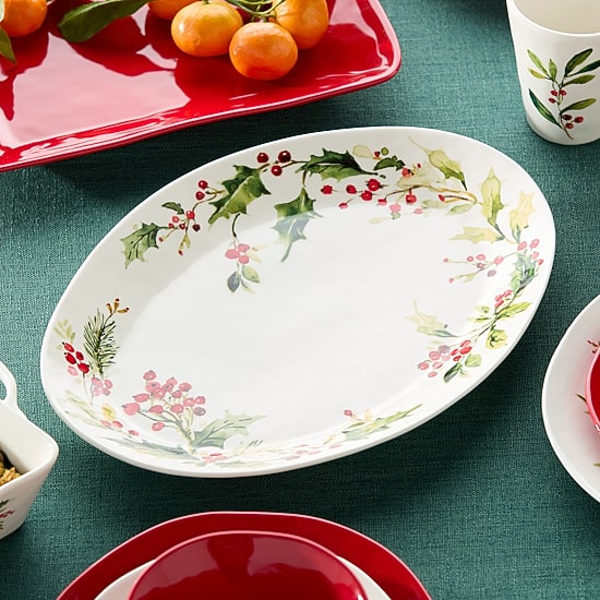 Certified International Holly And Vines Stoneware Serving Platter
