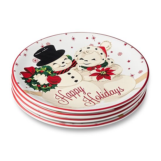 Certified International Santa'S Retro Christmas 4-pc. Ceramic Dessert Plate