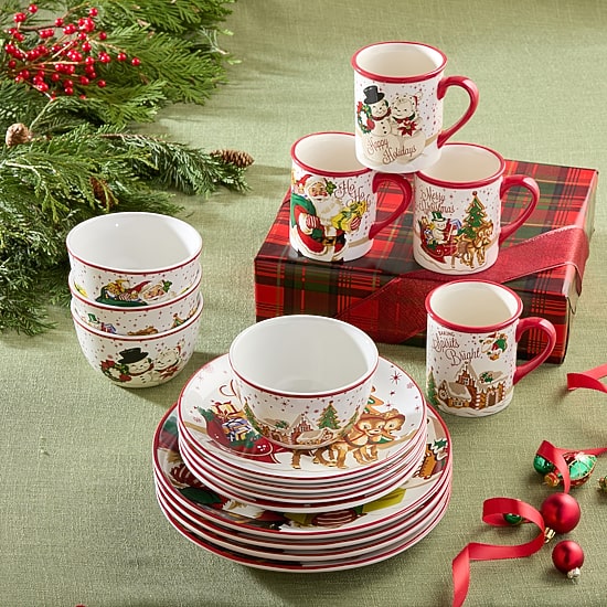 Certified International Santa'S Retro Christmas 16-pc. Ceramic Dinnerware Set