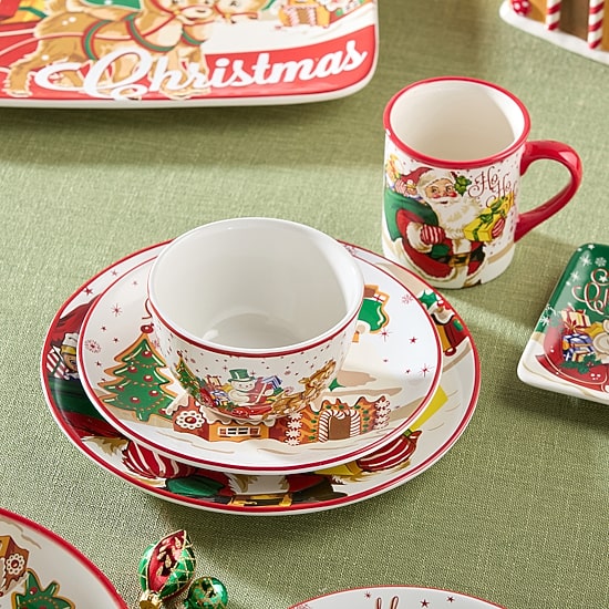 Certified International Santa'S Retro Christmas 16-pc. Ceramic Dinnerware Set