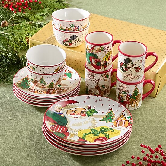 Certified International Santa'S Retro Christmas 16-pc. Ceramic Dinnerware Set