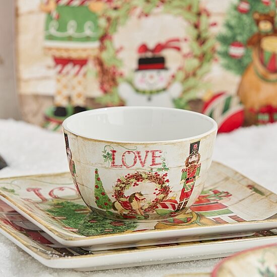 Certified International Nutcracker Parade 4-pc. Ceramic Ice Cream Bowl