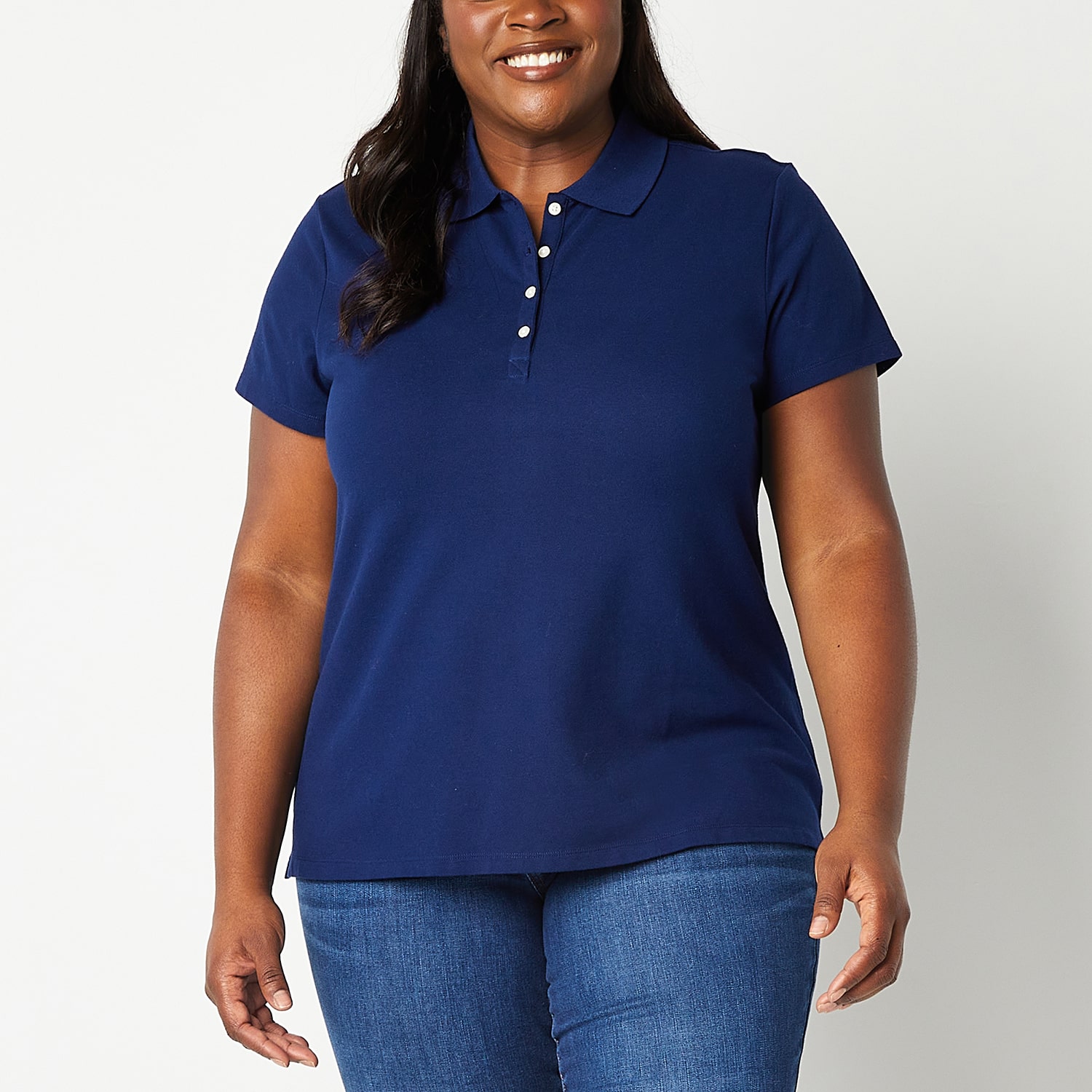 St. John's Bay Womens Plus Short Sleeve Polo Shirt